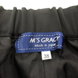 M'S GRACY ガウチョパンツ ひざ下 クロップド サイドプリーツ リボン ワンタック EA-816107 ブラック 38
