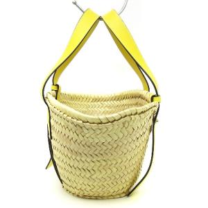 LOEWE 0010532695 かごバッグ スモール レザー ラフィア イエロー