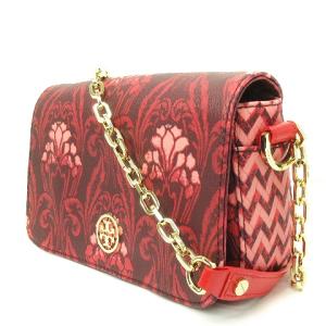 TORY BURCH ショルダーバッグ ミニ フラワープリント フラップ チェーン レッド