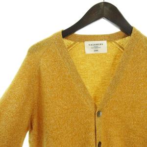 SHIPS カーディガン 長袖 Vネック カシミヤ リブ フロントボタン オレンジ M