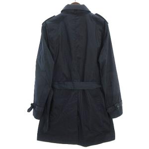 BARNEYS NEW YORK ステンカラーコート ミディアム丈 ライナー付き ベルト ネイビー L