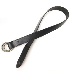 BUTTERO ベルト レザー ダブルリング バックル ロゴ 刻印 ブラック