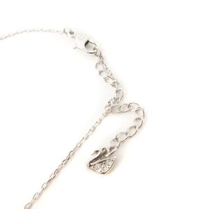 SWAROVSKI 美品 Swan Pave スワン ネックレス ペンダント チェーン 白鳥ロゴ ストーン シルバー色