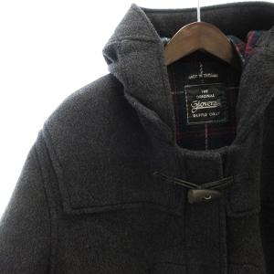 GLOVERALL ダッフルコート ひざ丈 ウール 裏地 チェック トグルボタン ダークグレー 40
