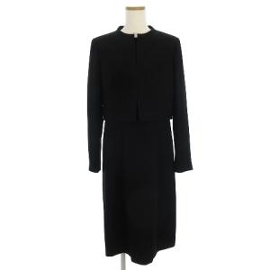 美品 NOIR セットスーツ フォーマル ジャケット ワンピース 長袖 バックジップ 裏地 総柄 黒