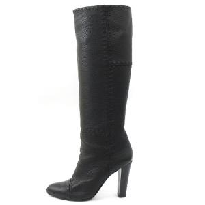 FENDI ロングブーツ レザー ステッチ ブラック 37