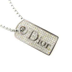 Christian Dior ネックレス ペンダント ストーン ロゴプレート シルバーカラー アクセサリー