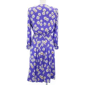 GIVENCHY シャツ ワンピース ひざ丈 長袖 花柄 シルク100％ ヴィンテージ パープル 10 TH