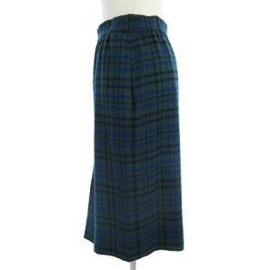 GIVENCHY ヴィンテージ タイトスカート ひざ丈 ウール サイドジップ チェック グリーン