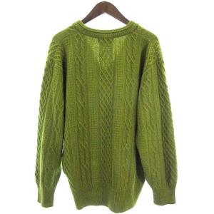 ALPHA INDUSTRIES ニット セーター ケーブル Vネック 長袖 カシミヤ100% グリーン