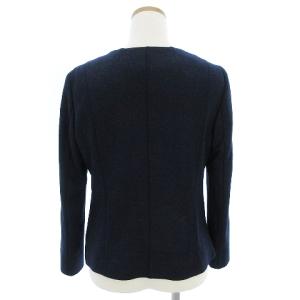 Leilian ロロピアーナ ノーカラージャケット シングル 背抜き ノーベント カシミヤ混 シルク混 0005508 紺 ネイビー 9 TH