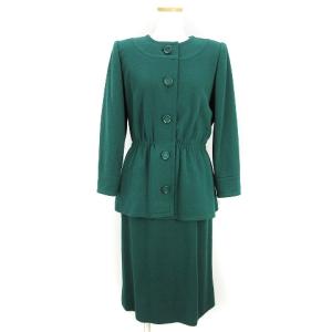 ヴィンテージ セットアップ ジャケット スカート ウール 緑 グリーン 10 TH