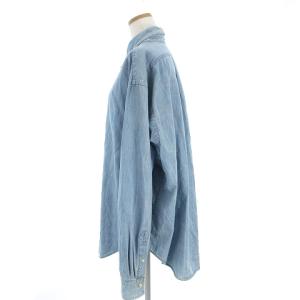 Shinzone ダディシャツ 長袖 レギュラーカラー ボタンダウン オーバーサイズ デニム ブルー