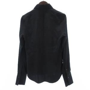 RALPH LAUREN ブラックレーベル 美品 ドレスシャツ 長袖 ロングスリーブ スタンダードカラー スリムフィット シルク ストレッチ 無地 黒