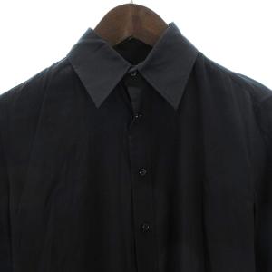 RALPH LAUREN ブラックレーベル 美品 ドレスシャツ 長袖 ロングスリーブ スタンダードカラー スリムフィット シルク ストレッチ 無地 黒