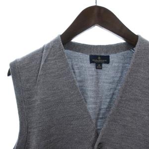 Brooks Brothers ニットベスト 前開き ウール 無地 ポケット フロントボタン グレー