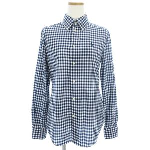 SLIM FIT ボタンダウン シャツ 長袖 ギンガムチェック ナイト刺繍 ホワイト ネイビー 6