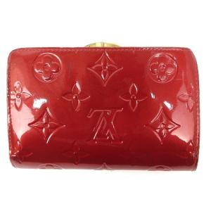 LOUIS VUITTON モノグラム ヴェルニ ポルトフォイユ ヴィエノワ 二つ折り財布 がま口 エナメル M91980 ポムダムール 赤 レッド ウォレット