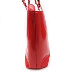 TORY BURCH トートバッグ エナメル パンチング ロゴ レッド