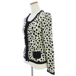 TO BE CHIC ニット カーディガン 長袖 ダルメシアン フリル ウール オフホワイト ブラック 2