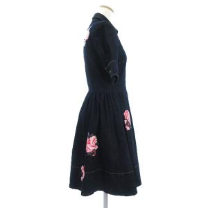 kate spade new york BROOME STREET デニムワンピース ひざ丈 半袖 花柄 フラワー プリント コットン NJMU7366 インディゴ