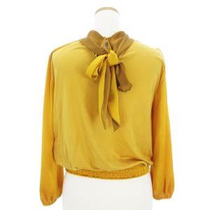 ANAYI 18AW シャツ ブラウス 長袖 リボン ギャザー マスタード 38