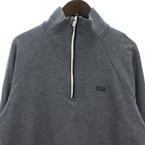 HUGO BOSS カットソー スウェット 長袖 ハーフジップ ロゴ刺繍 コットン グレー