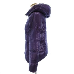 LACOSTE リバーシブルダウンジャケット フード付き ナイロン ジップアップ 総柄 ロゴ パープル