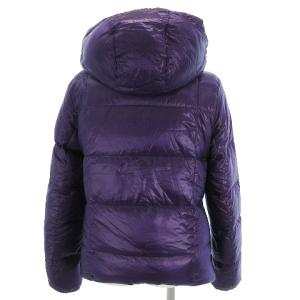 LACOSTE リバーシブルダウンジャケット フード付き ナイロン ジップアップ 総柄 ロゴ パープル