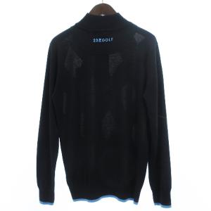 23区 ゴルフ ニット セーター 長袖 ハイネック ハーフジップ アーガイル柄 ウール ブラック