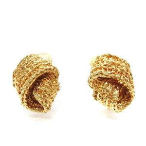 ヴィンテージ イヤリング チェーン風 クリップ式 ゴールドカラー