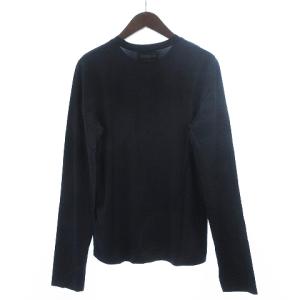 PRADA Tシャツ カットソー 長袖 ロングスリーブ 丸首 クルーネック ストレッチ 無地 ブラック L