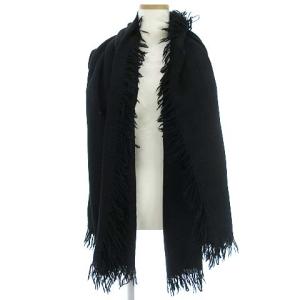 ATTACHMENT スーパーファインウール フリンジストール マフラー 大判 無地 AA42-416 ブラック