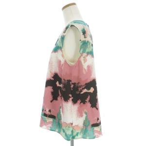 Diagram GRACE CONTINENTAL 美品 シャツ カットソー ノースリーブ 丸首 クルーネック シフォン 総柄 ピンク 38