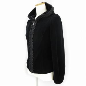 M'S GRACY ベロア フリル パーカー 長袖 IT-014508 ブラック 38