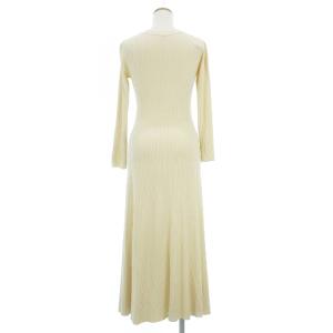 Diagram ニットワンピース 長袖 ロングスカート タイト ボタン ストレッチ 無地 アイボリー 36