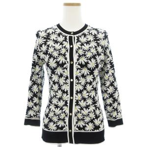 21SS フラワー ジャガード ニット カーディガン 花柄 黒 ブラック 36