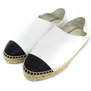 エスパドリーユ スリッポン ココマーク カーフスキン ジュート G32742 バイカラー 白黒 37