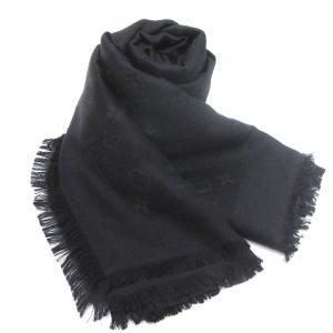 モノグラム ストール ショール フリンジ 大判 シルク M71329 黒 ノワール