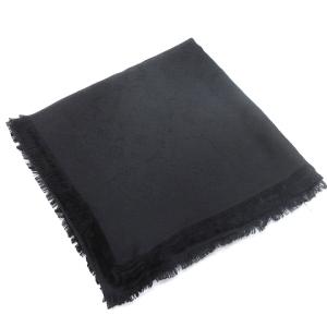 LOUIS VUITTON モノグラム ストール ショール フリンジ 大判 シルク M71329 黒 ノワール