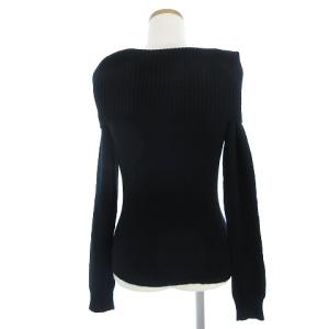 Theory ニット セーター 長袖 オフショルダー ウール カシミヤ混 リブ ブラック