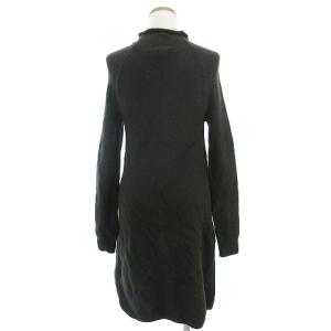 Theory ニットワンピース ひざ丈 長袖 ボトルネック ウール 無地 グリーン S