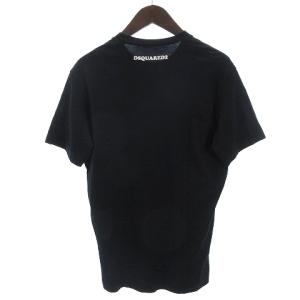 DSQUARED2 20年製 CATEN TWINS Tシャツ カットソー 半袖 クルーネック ロゴ プリント S74GD0744 黒 ブラック