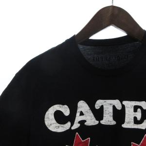 DSQUARED2 20年製 CATEN TWINS Tシャツ カットソー 半袖 クルーネック ロゴ プリント S74GD0744 黒 ブラック