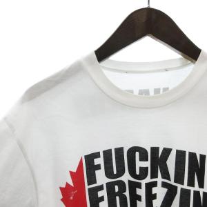 DSQUARED2 20年製 FUCKIN' FREEZING Tシャツ カットソー 半袖 クルーネック ロゴ プリント S79GC0007 白