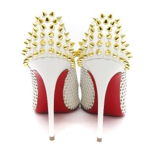Christian Louboutin パンプス パンチング メッシュ スタッズ レザー 36 ホワイト