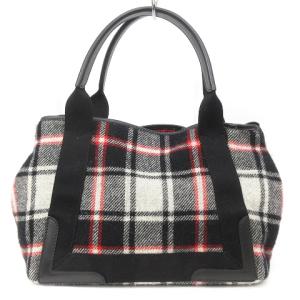 BALENCIAGA 339933 ネイビー カバ S ハンドバッグ ポーチ付き チェック