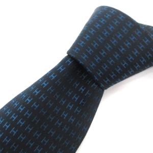H038188T ネクタイ ファソネH Hロゴ ジャガード織り シルク 36 ネイビー