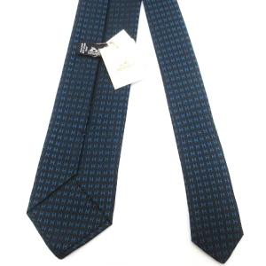 HERMES H038188T ネクタイ ファソネH Hロゴ ジャガード織り シルク 36 ネイビー