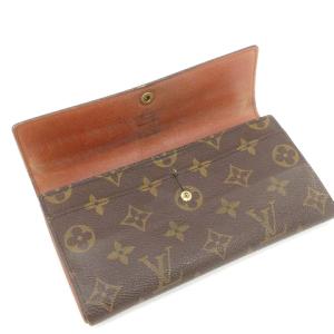 LOUIS VUITTON 旧型 モノグラム ポシェット ポルトモネクレディ ファスナー付 長財布 M61725 ブラウン